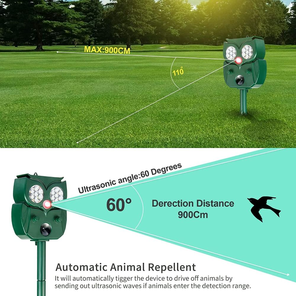 Professional Ultrasonic & Flash Bird Deterrent