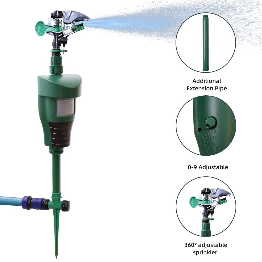 Motion Activated Water Jet Animal Repeller – Garden Wildlife Deterrent Sprinkler