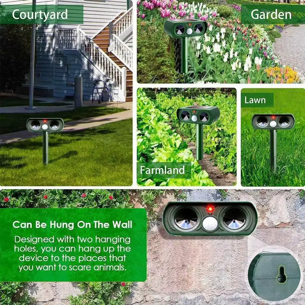 Solar Ultrasonic Cat Repeller & Dog Deterrent for Gardens